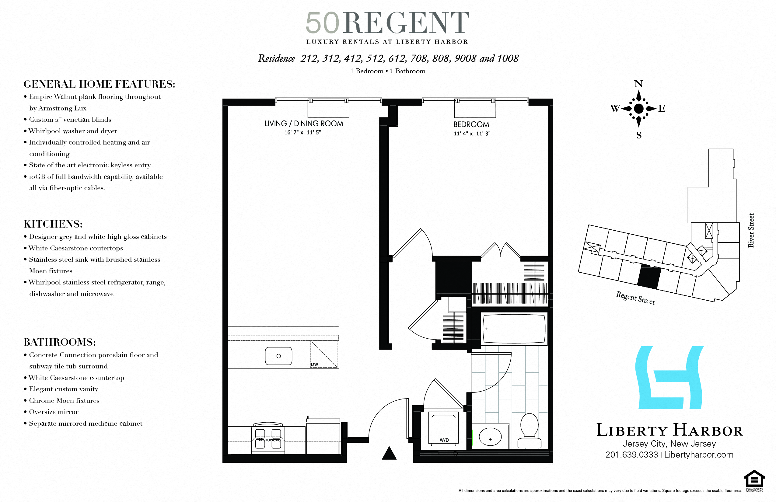 Floor plan for 1 bed, 1 bath, 667 sqft
